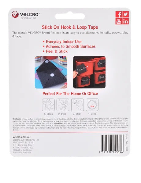 White Colour Stick On Hook & Loop Velcro Rectangle Tape